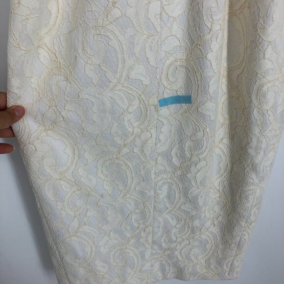 JayGodfrey White Paisley Jacquard Scoop Neck Front Slit Midi Length Dress 0 - Picture 14 of 16